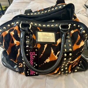 Betsey Johnson Black leopard Quilted Bag!  Brand new!!!